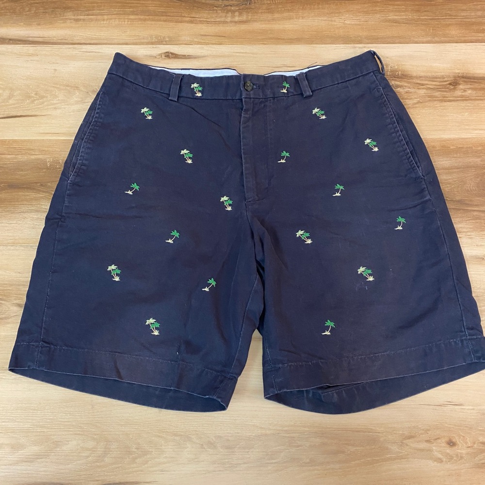 Brooks Brothers Embroidered Palm Tree Print Shorts‎ Mens 35 Preppy Casual